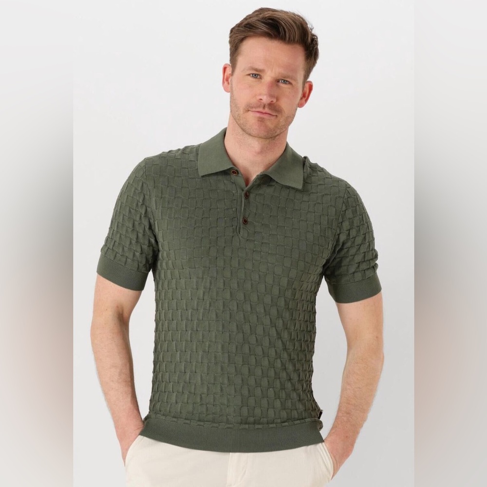 MATINIQUE Heritage Apparel Men's Olive Green Textured Polo Shirt XL